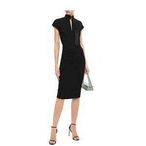 Victoria Beckman Quilted Silk Satin-trimmed Bonded Crepe Dress In Black